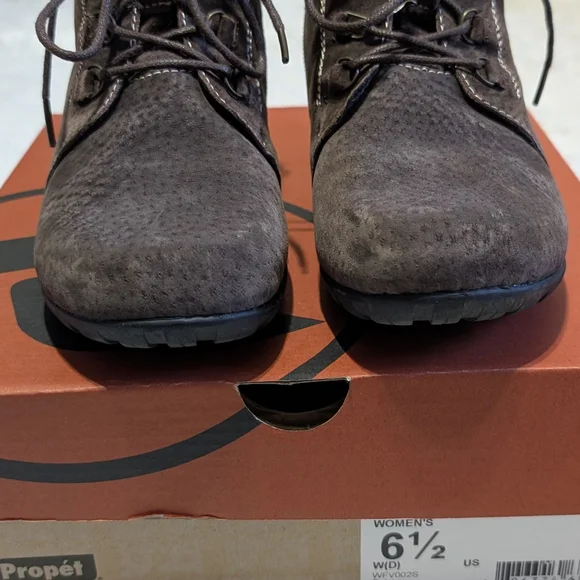 Propet Delaney Brown Suede Leather Lace Up Boots Size 6.5 Wide - Picture 4 of 12